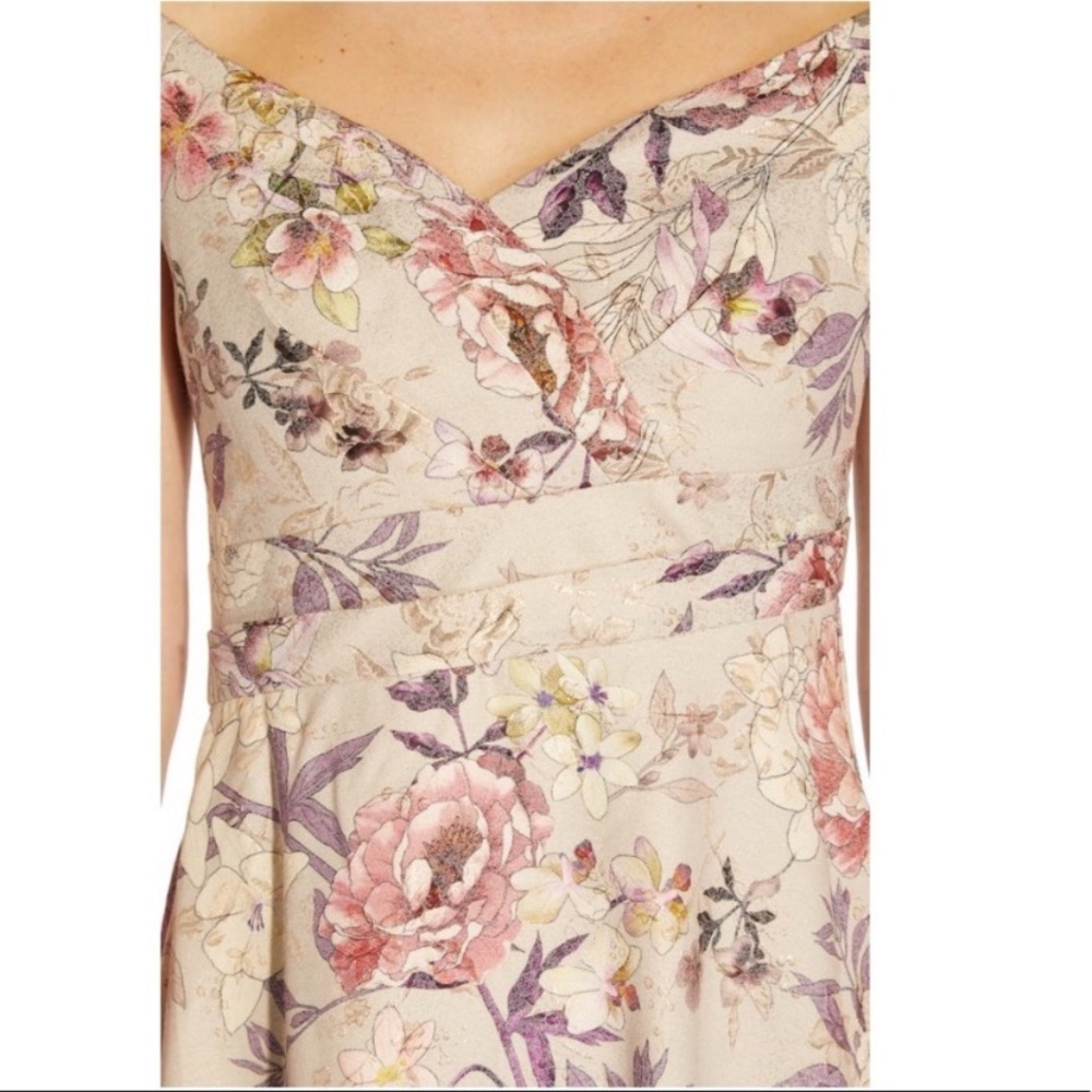 Last Chance ADRIANNA PAPELL Off Shoulder Floral Jacquard Gown 10 - Picture 2 of 5